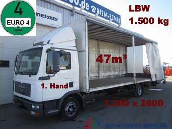 Camion cu prelată MAN TGL 12.180 Schiebeplane 7.30m lang 47m³ LBW1.5t.: Foto 1