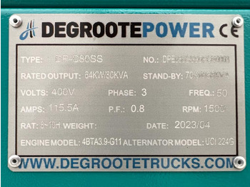 DEGROOTE POWER* DP-C80SS 80KVA - Generator electric: Foto 4