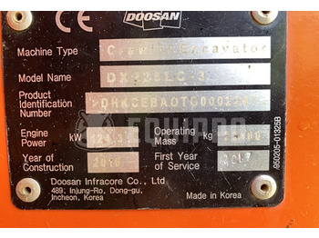 Doosan DX225LC-3 SANS GODETS Tracked Excavator - Excavator pe şenile: Foto 5