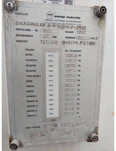 OMSP Macola Tanktrailer 20.200 Liter lpg Gas, Gaz, LPG, GPL, Propane, Butane tank ID 3.135 - Semiremorcă cisternă: Foto 5